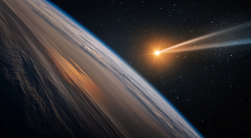 地球の脇を通過する彗星